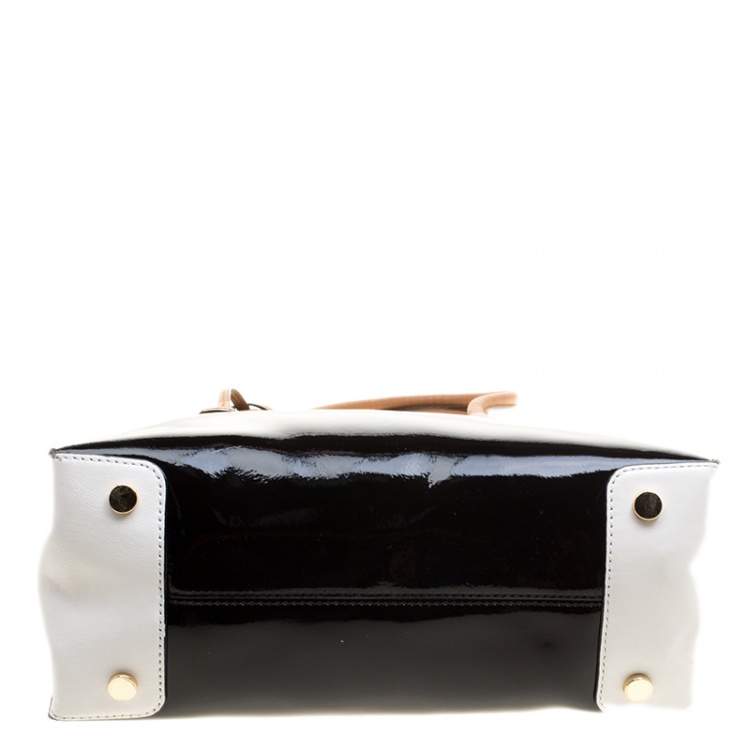 Pre Owned Michael Kors Black/White Leather Mercer Tote