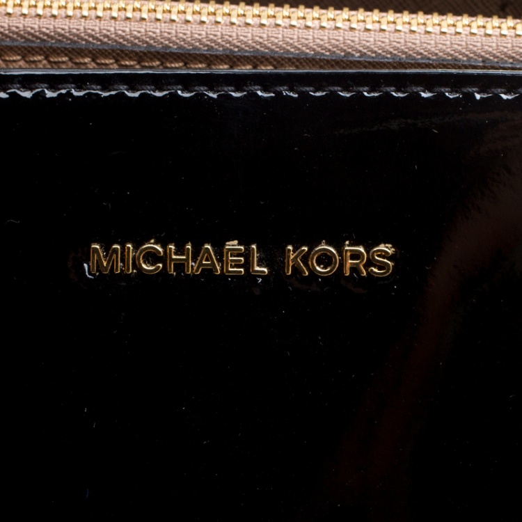 Pre Owned Michael Kors Black/White Leather Mercer Tote