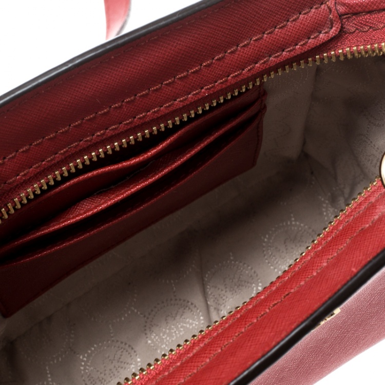 Pre Owned Michael Kors Red Saffiano Leather Mini Selma Crossbody Bag