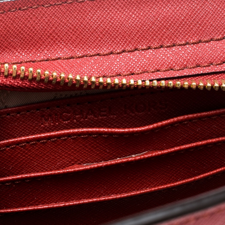 Pre Owned Michael Kors Red Saffiano Leather Mini Selma Crossbody Bag