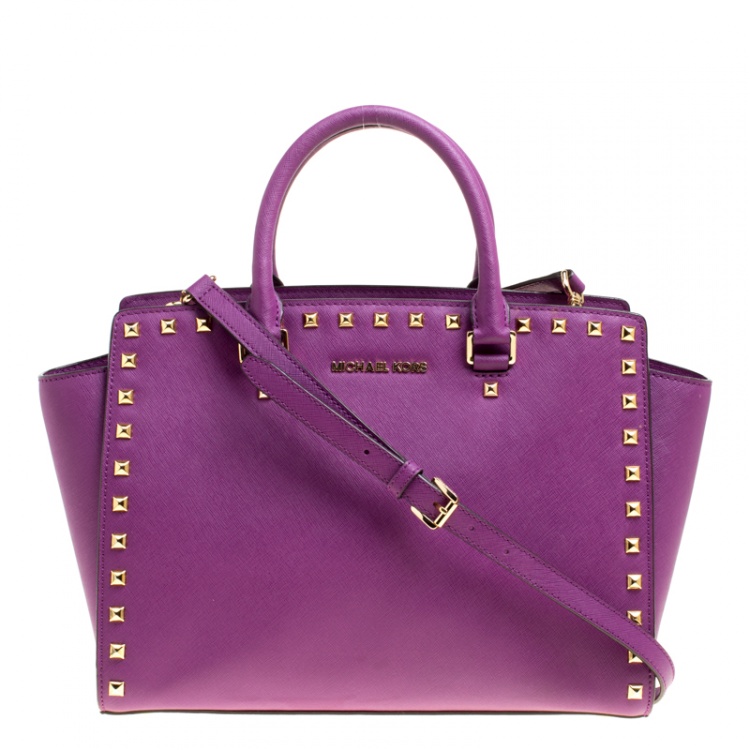 michael kors purple studded handbag