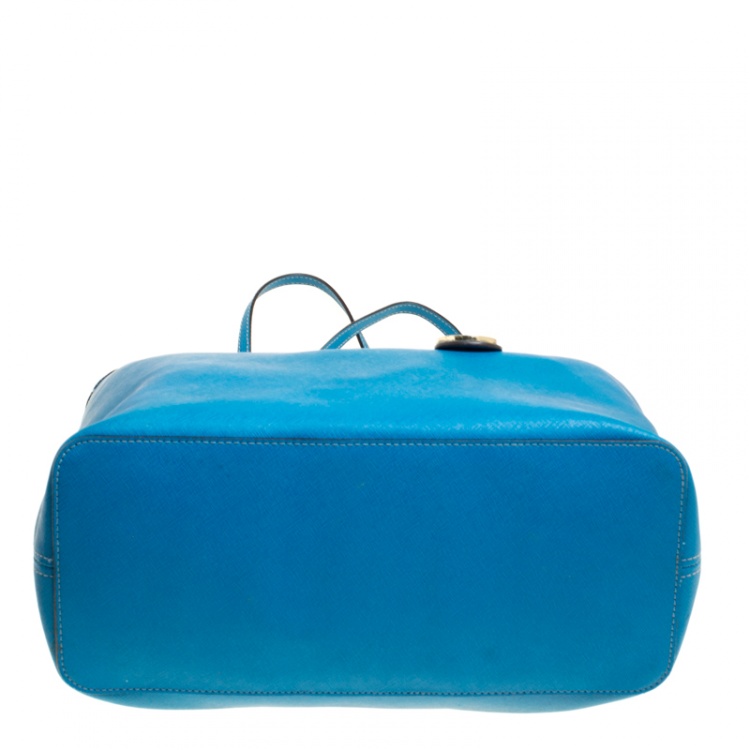 Pre Owned Michael Kors Turquoise Saffiano Leather Jetset Tote