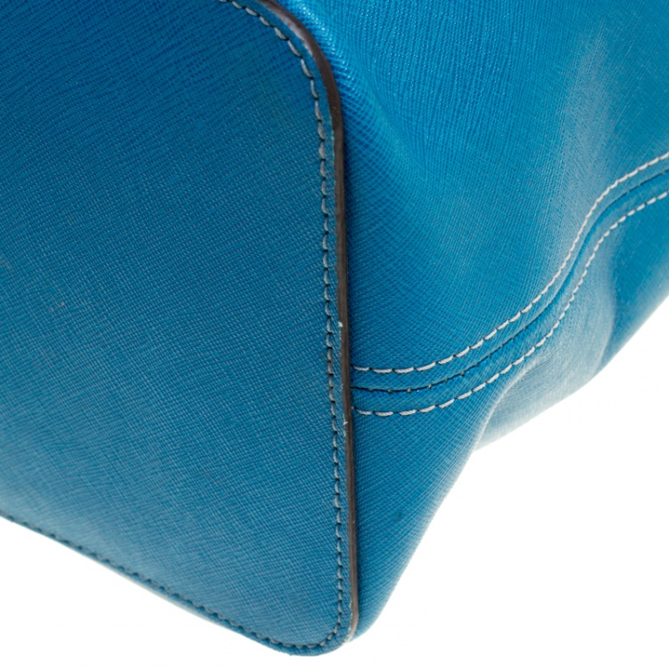 Pre Owned Michael Kors Turquoise Saffiano Leather Jetset Tote