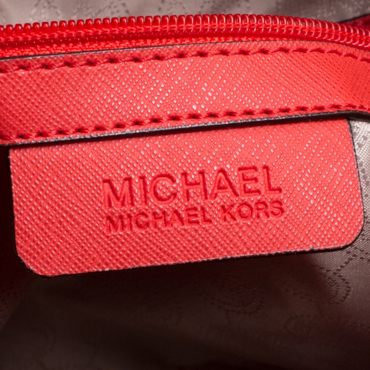 Pre Owned Michael Kors Red Leather Hamilton Tote