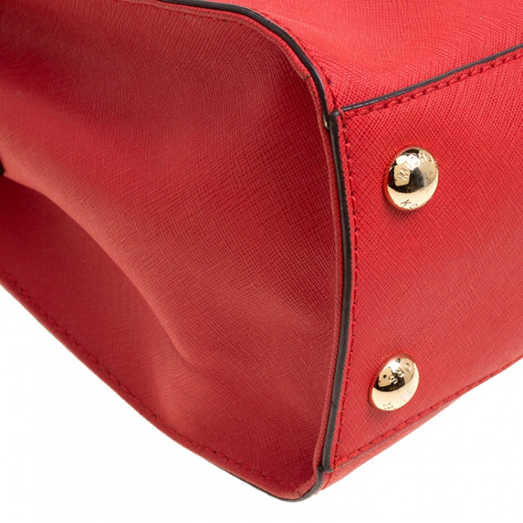 Pre Owned Michael Kors Red Leather Hamilton Tote