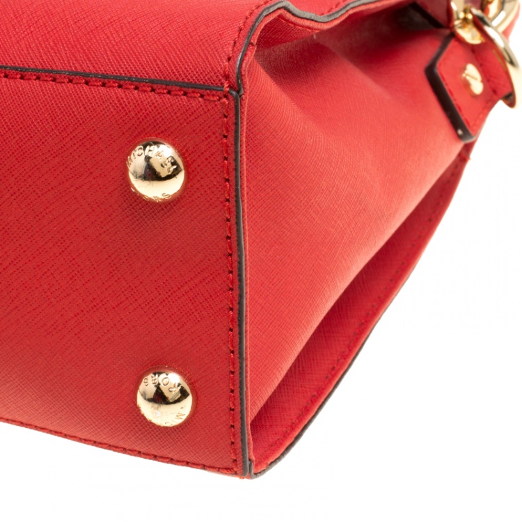 Pre Owned Michael Kors Red Leather Hamilton Tote