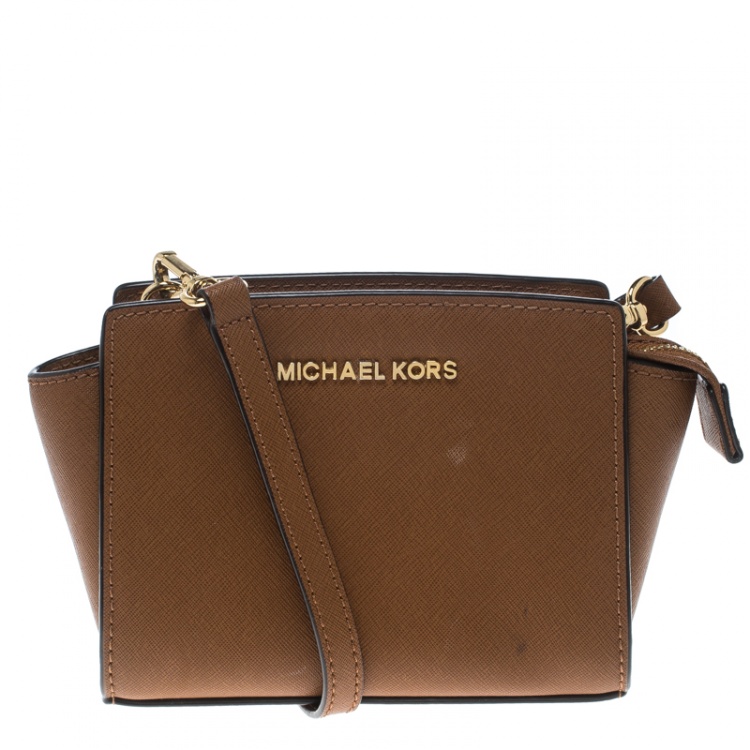 Michael kors brown leather mini satchel