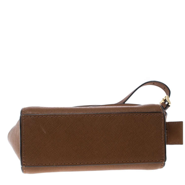 Pre Owned Michael Kors Brown Saffiano Leather Mini Selma Crossbody Bag