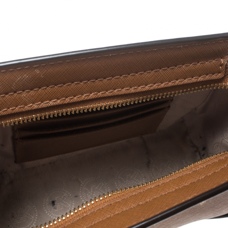 Pre Owned Michael Kors Brown Saffiano Leather Mini Selma Crossbody Bag