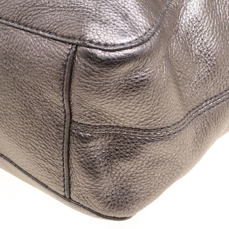 Pre Owned Michael Kors Metallic Silver Leather Shoulder Bag