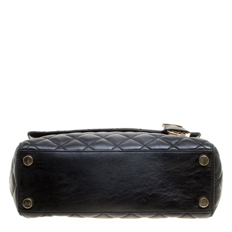Pre Owned Michael Kors Black Quilted Leather Medium Ava Top Handle Bag