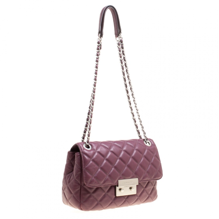 Pre Owned Michael Kors Burgundy Quilted Leather Sloan Shoulder Bag