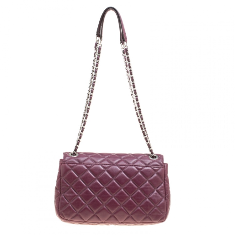 Pre Owned Michael Kors Burgundy Quilted Leather Sloan Shoulder Bag