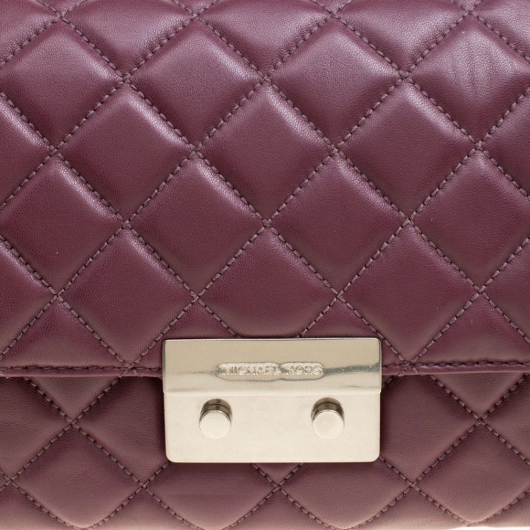 Pre Owned Michael Kors Burgundy Quilted Leather Sloan Shoulder Bag