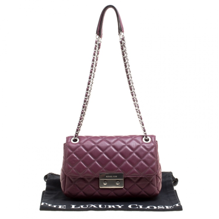 Pre Owned Michael Kors Burgundy Quilted Leather Sloan Shoulder Bag