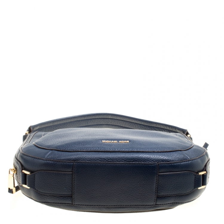 Pre Owned Michael Kors Navy Blue Leather New Medium Julia Hobo