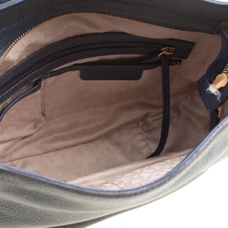 Pre Owned Michael Kors Navy Blue Leather New Medium Julia Hobo