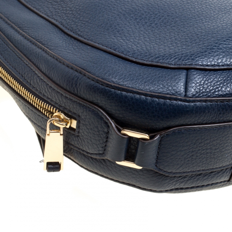 Pre Owned Michael Kors Navy Blue Leather New Medium Julia Hobo