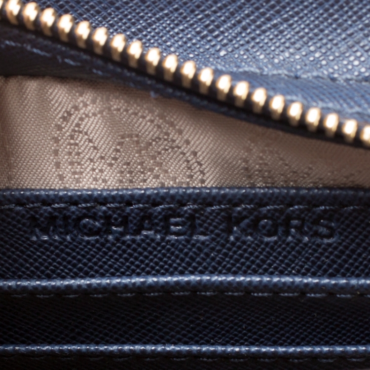 Pre Owned  Michael Kors Blue Saffiano Leather Mini Selma Crossbody Bag