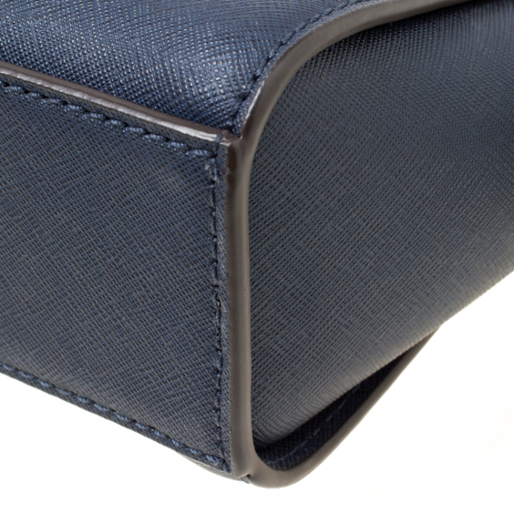 Pre Owned  Michael Kors Blue Saffiano Leather Mini Selma Crossbody Bag