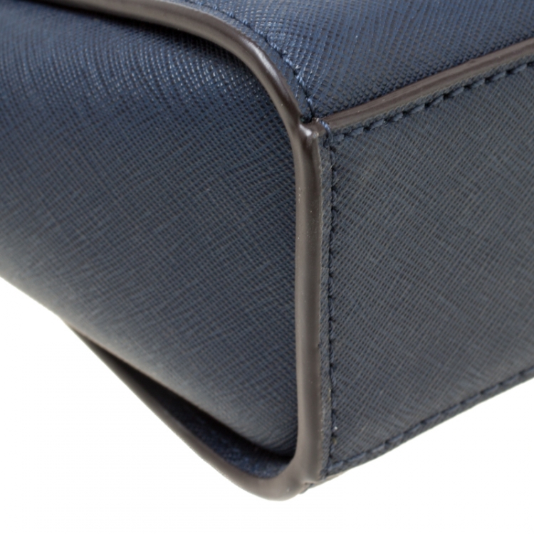 Pre Owned  Michael Kors Blue Saffiano Leather Mini Selma Crossbody Bag