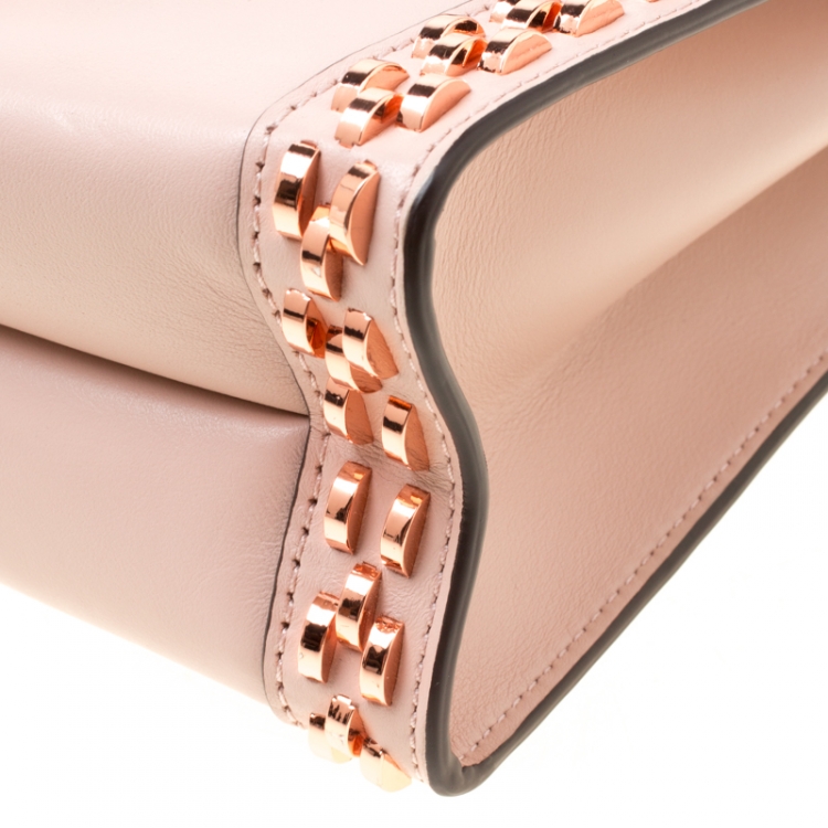 Pre Owned Michael Kors Blush Pink Leather Studded Whitney Shoulder Bag