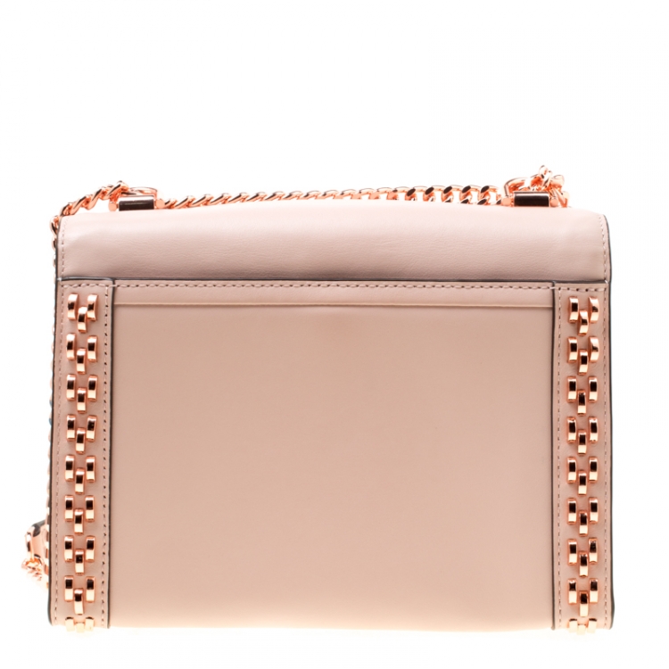 Pre Owned Michael Kors Blush Pink Leather Studded Whitney Shoulder Bag