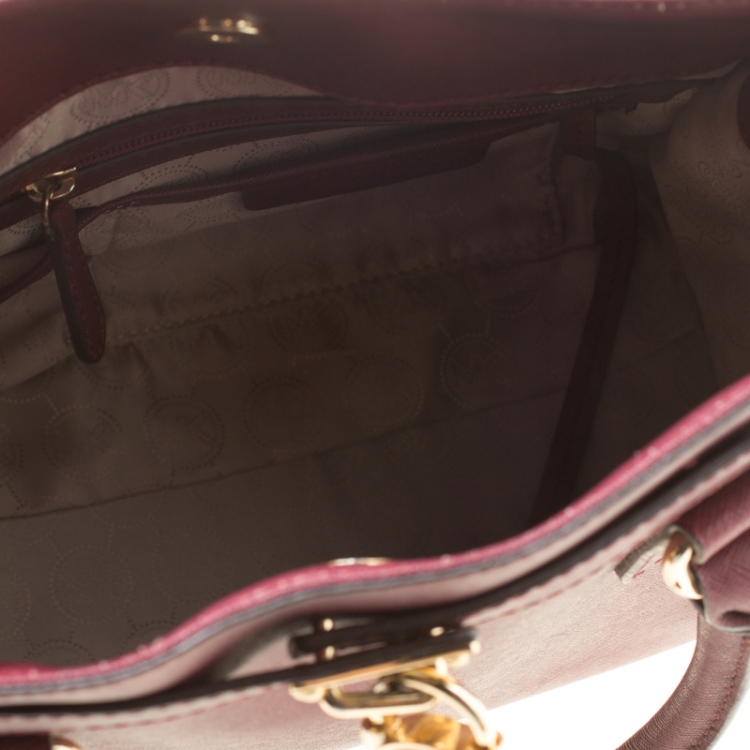 Pre Owned Michael Michael Kors Burgundy Leather Hamilton Tote