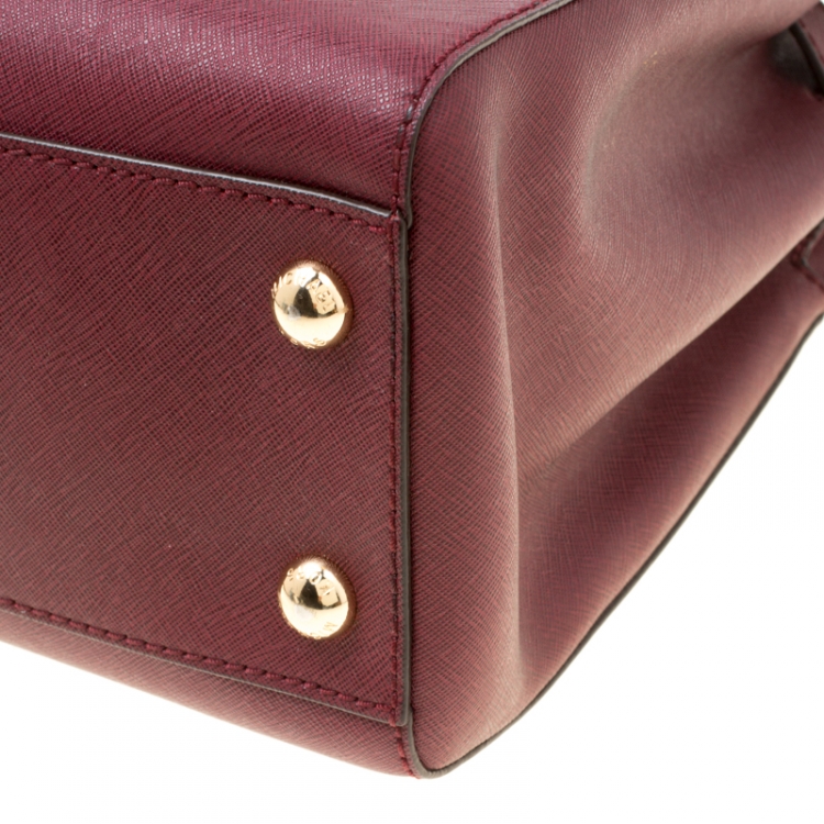 Pre Owned Michael Michael Kors Burgundy Leather Hamilton Tote