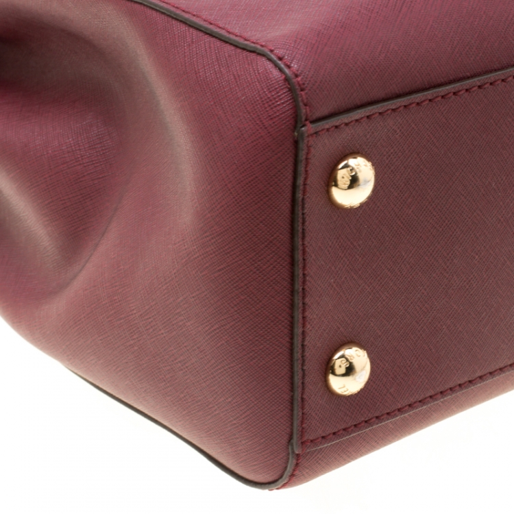 Pre Owned Michael Michael Kors Burgundy Leather Hamilton Tote