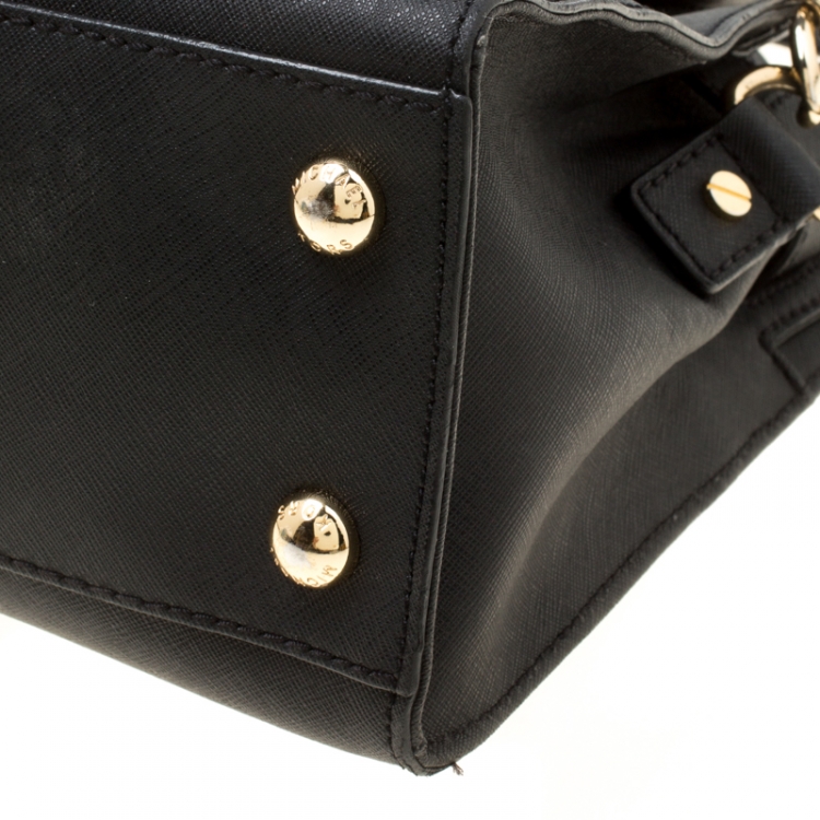 Pre Owned MICHAEL Micheal Kors Black Leather East/West Hamilton Satchel