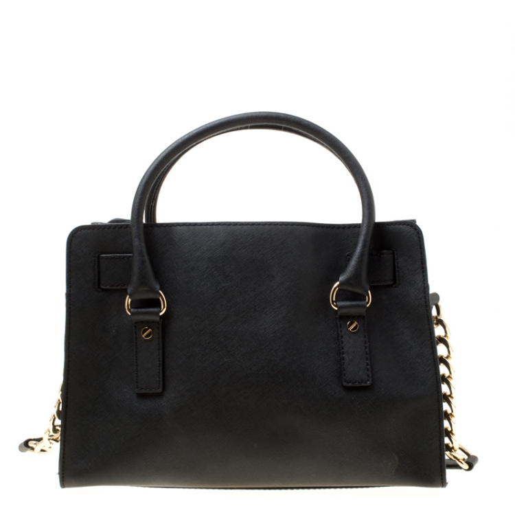 Pre Owned MICHAEL Micheal Kors Black Leather East/West Hamilton Satchel