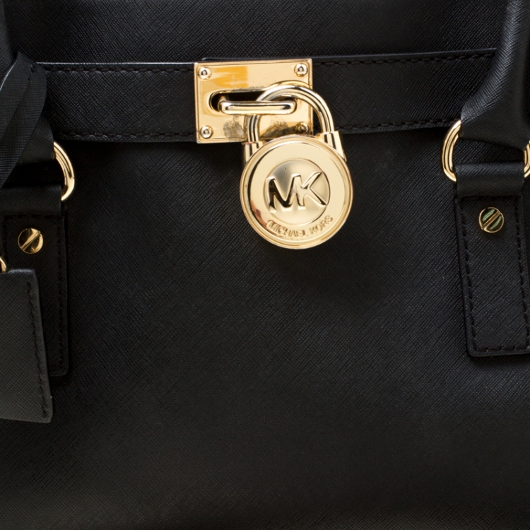 Pre Owned MICHAEL Micheal Kors Black Leather East/West Hamilton Satchel