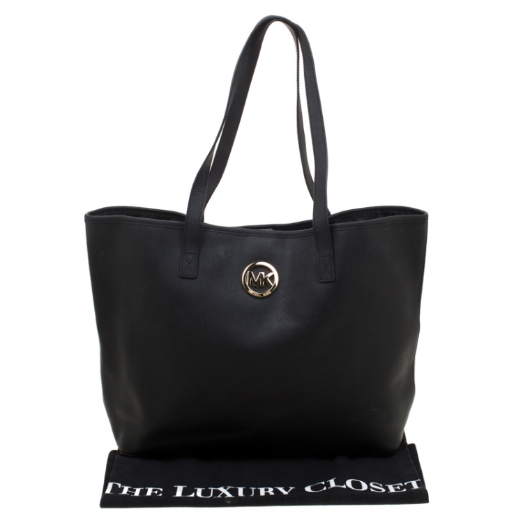 Pre Owned Michael Kors Black Saffiano Leather  Shopper Tote