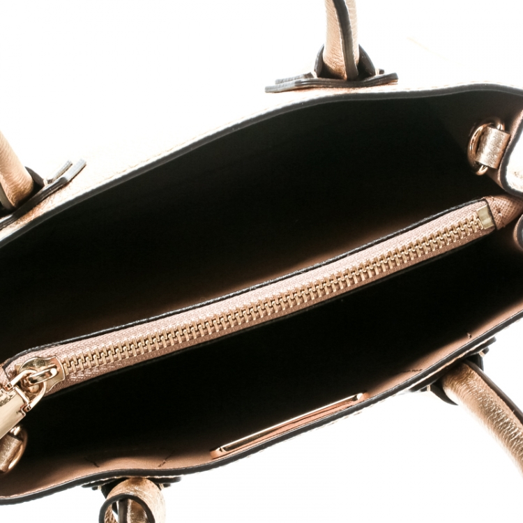 Pre Owned Michael Kors Gold Leather Mercer Top Handle Bag