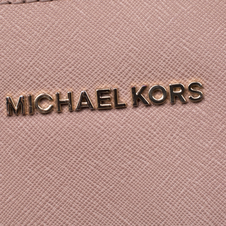 Pre Owned Michael Kors Beige Leather Jet Set Crossbody Bag