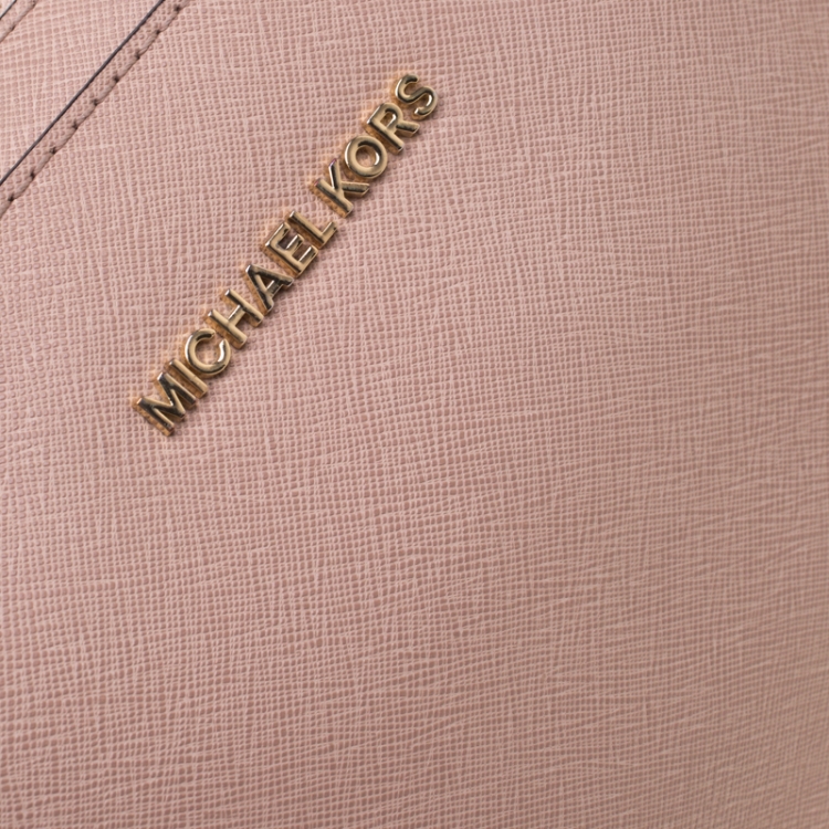 Pre Owned Michael Kors Beige Leather Jet Set Crossbody Bag