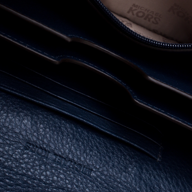 Pre Owned Michael Kors Blue Leather Hudson Crossbody Bag