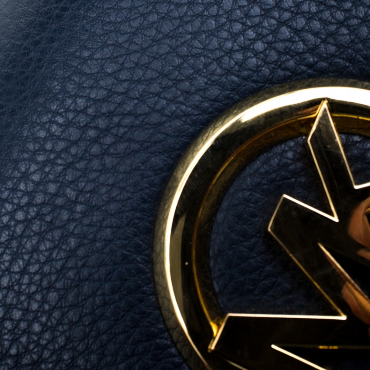 Pre Owned Michael Kors Blue Leather Hudson Crossbody Bag