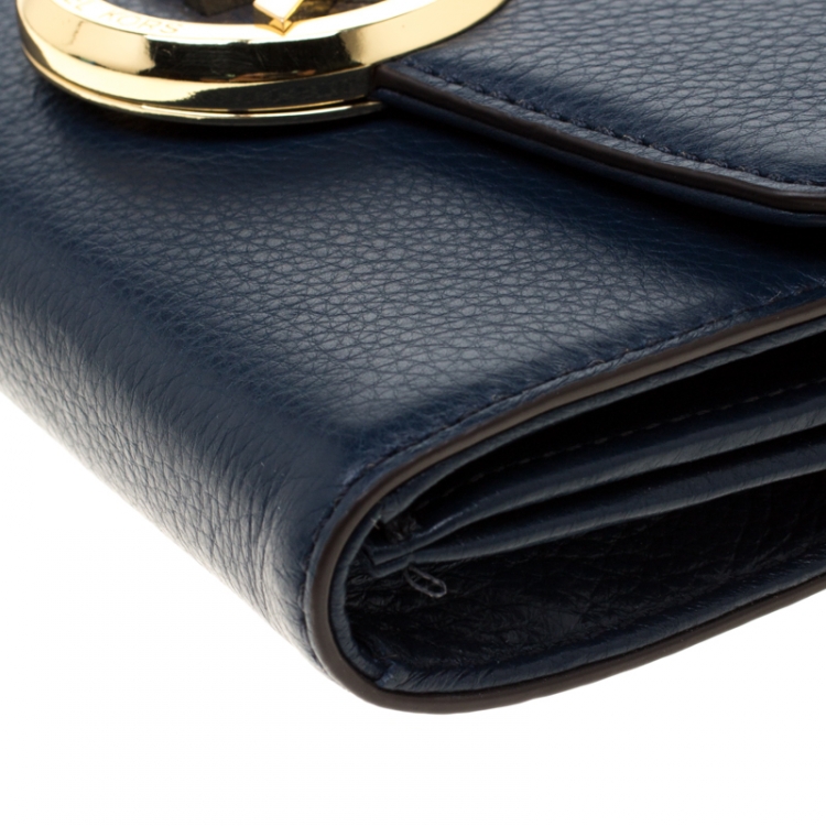 Pre Owned Michael Kors Blue Leather Hudson Crossbody Bag