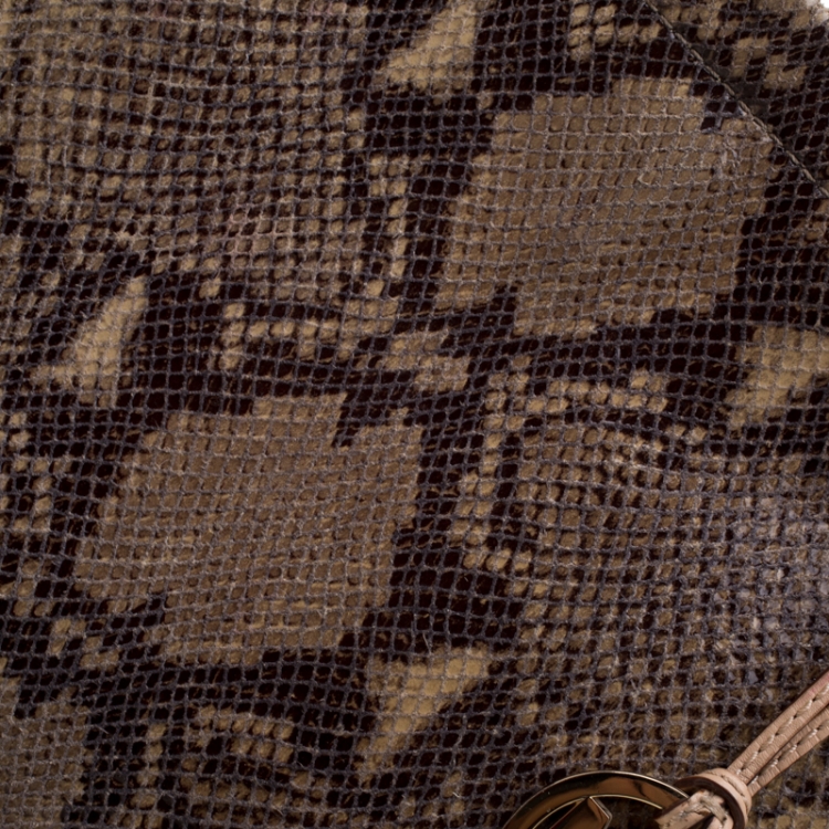 Pre Owned Michael Michael Kors Beige Python Embossed Leather Shopper Tote