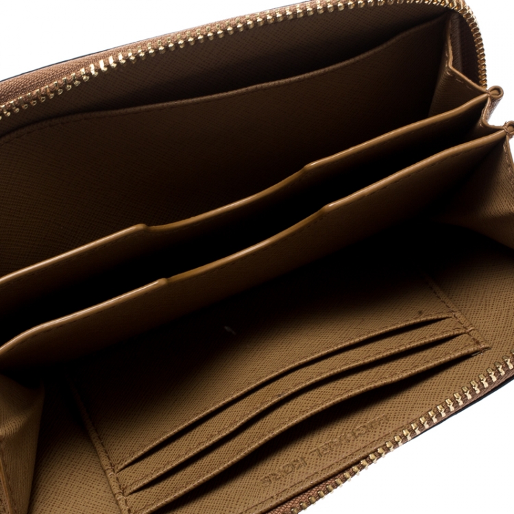 Pre Owned Michael Kors Brown Python Embossed Leather Jetset  Wallet