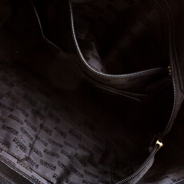 Pre Owned Michael Michael Kors Black Leather Jet Set Travel Chain Shoulder Bag