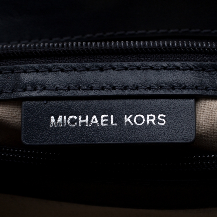 Pre Owned Michael Kors Blue Floral Denim Sloan Shoulder Bag