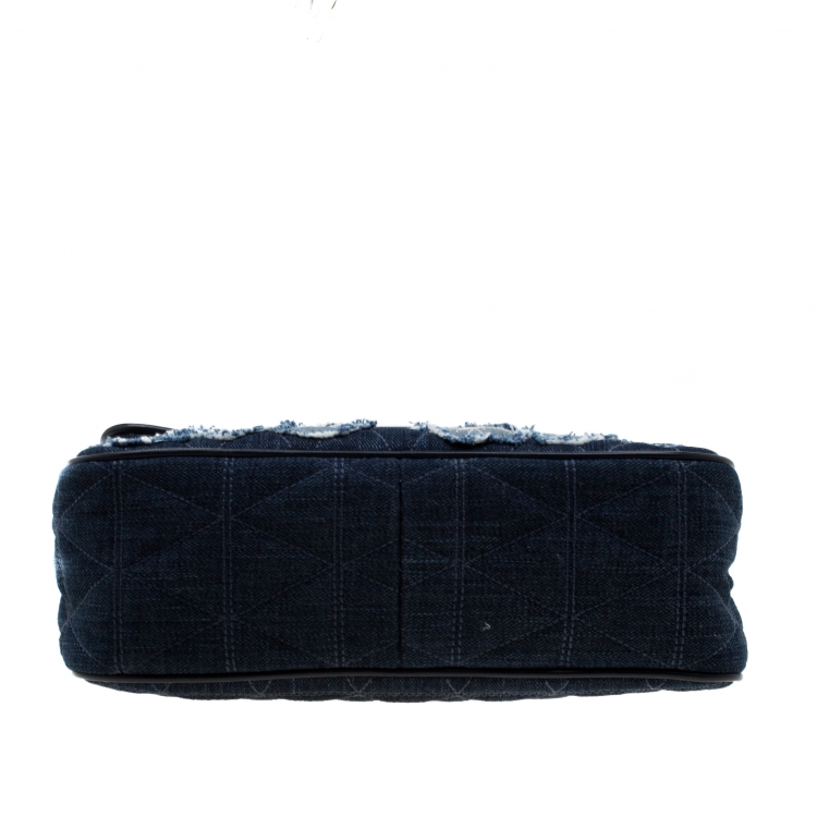 Pre Owned Michael Kors Blue Floral Denim Sloan Shoulder Bag