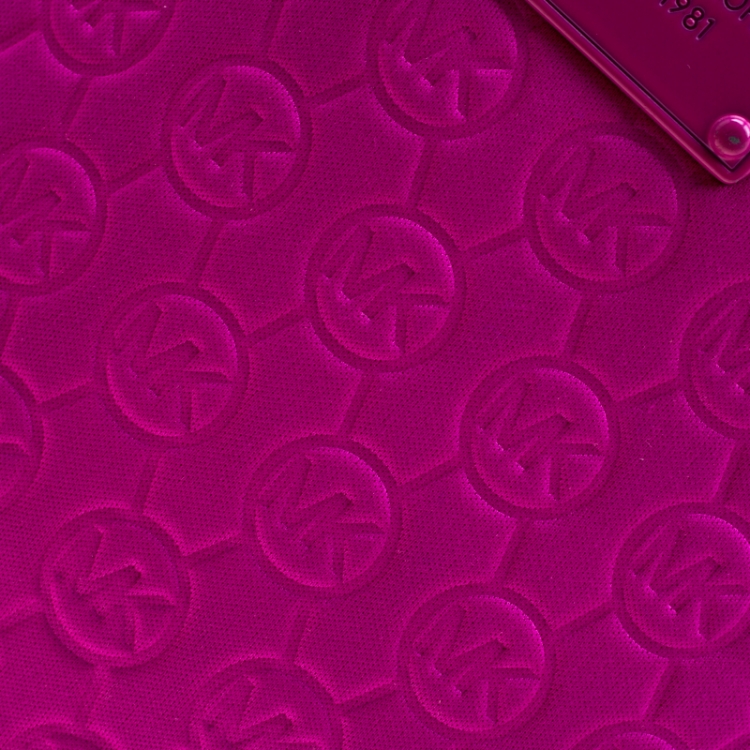 Pre Owned Michael Kors Pink Embossed Neoprene and Patent Leather Jet Set Tote