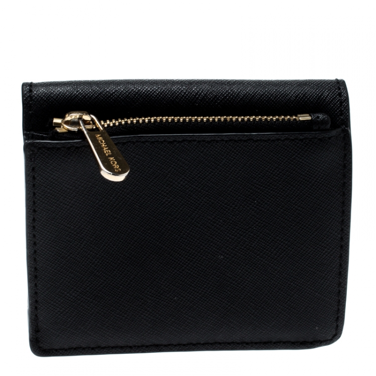 Pre Owned Michael Kors Black Leather Card Holder Wallet