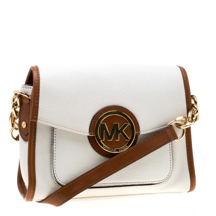 michael kors white and tan purse