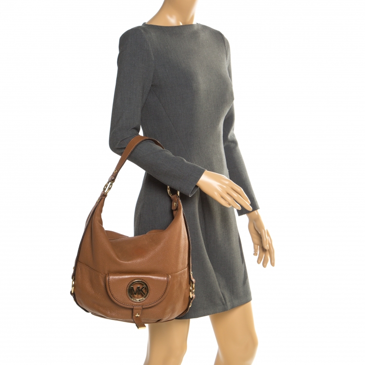 Pre Owned Michael Kors Brown Leather Fulton Hobo 