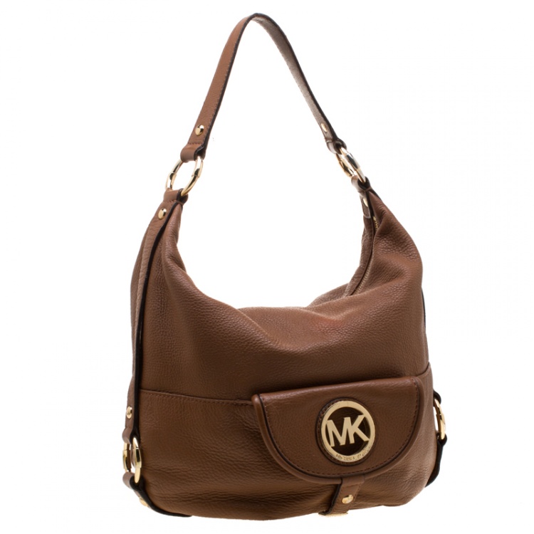 Pre Owned Michael Kors Brown Leather Fulton Hobo 